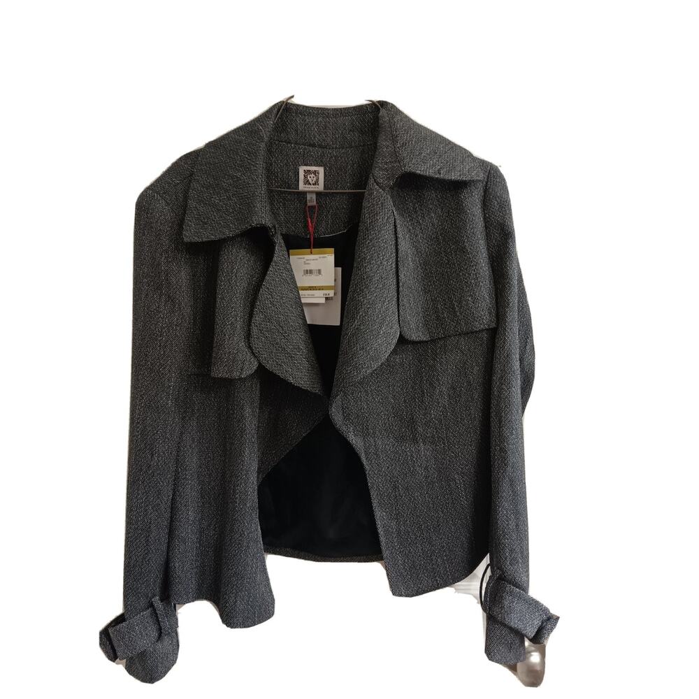 Anne Klein Women's 14 Wide-Lapel Belted-Cuff Blazer Lagenlook Capsule NWT $159